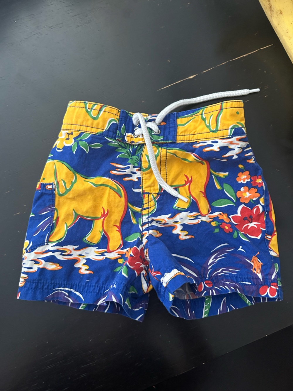 Vtg Infant Boys Ralph Lauren Aloha Jungle Elephant Swim Trunks 9M